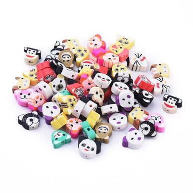 Mixed-Colour Polymer Clay Beads Animal 9.5 x 2mm Pack of 30