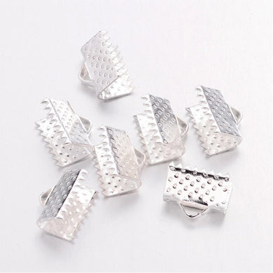 Pack Of 50+ Silver Plated Iron 7 x 10mm Ribbon Ends/Clamps