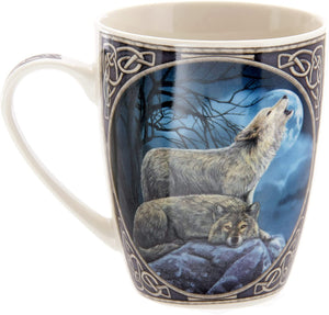 Lisa Parker Howling Wolf Porcelain Mug, Tea Coffee Hot Drinks Microwave & Dishwasher Safe