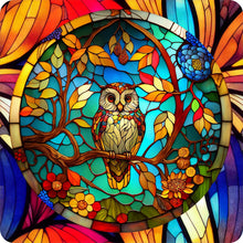 Load image into Gallery viewer, Set of 6 Stained Glass Effect Owl Square MDF Coaster - Set-09