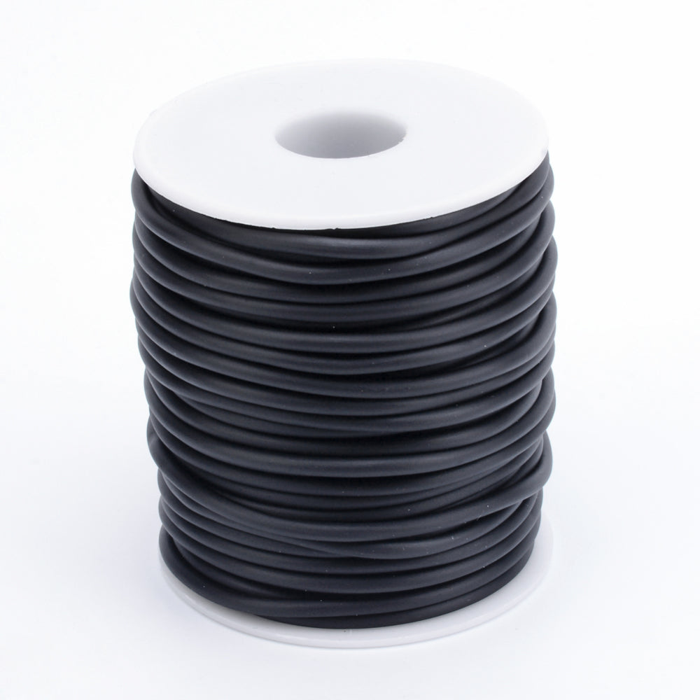 Rubber Hollow Tube Cord Black 5M Continuous Length 2mm Thick