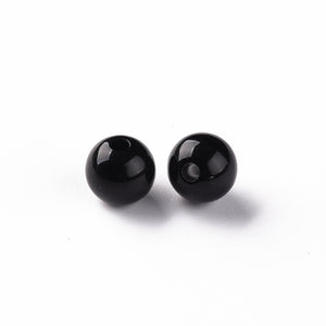 Pack of 200 Opaque Acrylic 8mm Round Large Hole Beads - Black