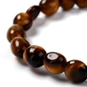 Natural Tiger Eye Tumbled Stone Nugget Stretch Bracelet One Size