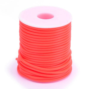 Rubber Hollow Tube Cord Orange Red 5M Continuous Length 2mm Thick