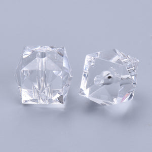 Acrylic Faceted Cube Beads 8mm Pack of 100 – Clear