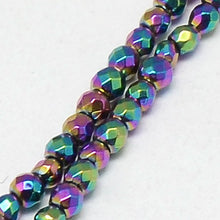 Load image into Gallery viewer, Grade A Rainbow Hematite (Non Magnetic) 4mm Faceted Beads