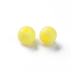 Pack of 200 Opaque Acrylic 6mm Round Large Hole Beads - Yellow