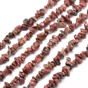 Long Strand Of 240+ Natural Rhodonite 5-8mm Chip Beads