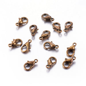 Packet Of 50 x Antique Bronze Strong Quality Lobster Clasps 10mm x 6mm