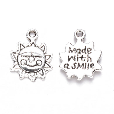 Tibetan Style Antique Silver 16mm Made With A Smile Charms Pendants Pack of 20
