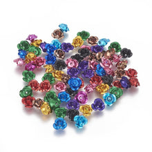 Load image into Gallery viewer, Pack of 100 Aluminium 3 Petal Flower Beads 7 x 4mm Metallic Mixed