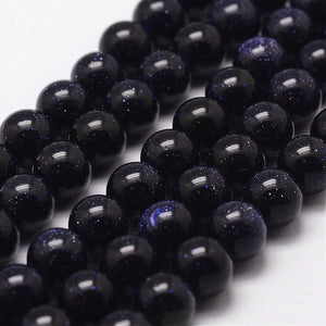 Strand 45+ Blue Goldstone Loose Beads 8mm Round