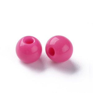 Pack of 200 Opaque Acrylic 6mm Round Large Hole Beads - Camellia