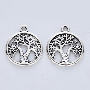 Pack of 30 Antique Silver Flat Round Tree Of Life 18mm Charms