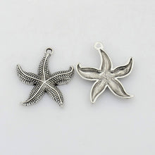 Load image into Gallery viewer, Pack of 10 Tibetan Style 26mm Starfish Charms Antique Silver