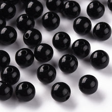 Load image into Gallery viewer, Pack of 200 Opaque Acrylic 8mm Round Large Hole Beads - Black