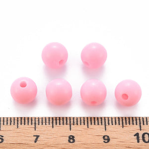 Pack of 200 Opaque Acrylic 8mm Round Large Hole Beads - Pink