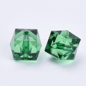 Acrylic Faceted Cube Beads 8mm Pack of 100 – Dark Green