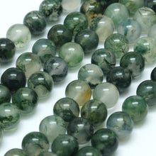 Load image into Gallery viewer, Green Moss Agate Beads Plain Round 8mm Strand of 40+