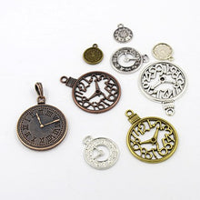Load image into Gallery viewer, 30 Gram Tibetan Mixed Random Shapes &amp; Sizes Charms Clock Pendants