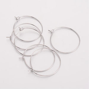 Packet of 30 x Silver Brass 0.8mm x 25mm Wine Glass Charm Rings