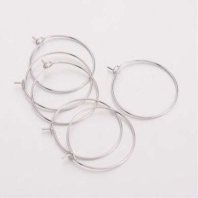 Packet of 10 x Stainless Steel  0.6mm x 23.5mm Wine Glass Charm Rings