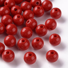 Load image into Gallery viewer, Pack of 70 Opaque Acrylic 10mm Round Large Hole Beads - Red
