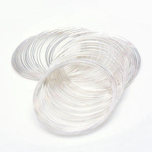 Steel Memory Wire, Nickel Free, Silver Colour, 60mm x 1mm, 20 Circles