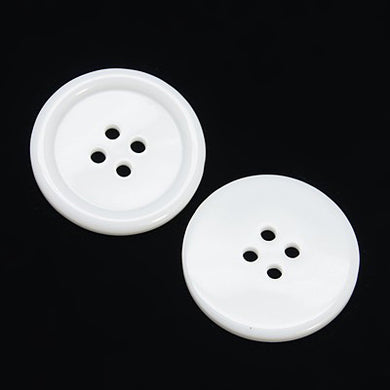 10 x White Resin 30mm Round Buttons (4 Hole)