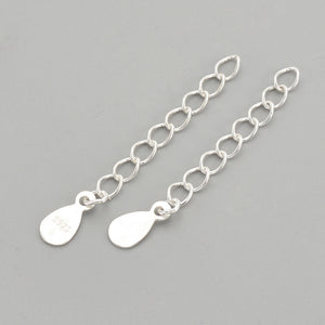 925 Sterling Silver 33mm Extender Chain with Teardrop Charm Pack of 2