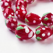 Load image into Gallery viewer, Handmade Lampwork 13mm Strawberry Beads Pack of 10 - Red