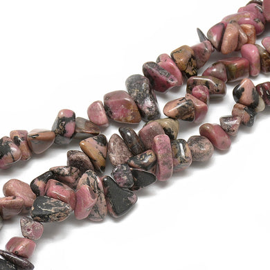 Long Strand of Natural Rhodonite 8 – 12mm Chip Beads