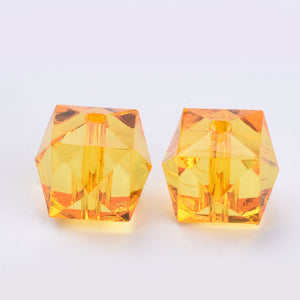 Acrylic Faceted Cube Beads 10mm Pack of 100 – Orange