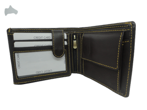 Handmade Genuine Leather Mens Bi-Fold Wallet Brown