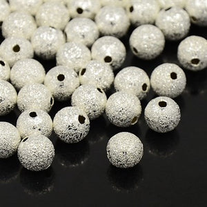Pack Of 100+ Silver Plated Brass 6mm Stardust Twinkle Round Beads