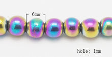 Load image into Gallery viewer, Strand 62+ Rainbow Hematite (Magnetic) 6mm Plain Round Beads