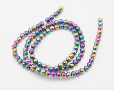 Strand 62+ Rainbow Hematite (Magnetic) 6mm Plain Round Beads
