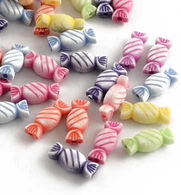 Packet 60+ Mixed Acrylic 7 x 15mm Candy Beads