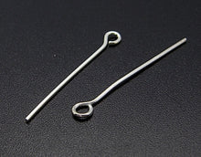 Load image into Gallery viewer, 925 Sterling Silver Eye Pins 25 x 0.6mm Pack of 6 Pins
