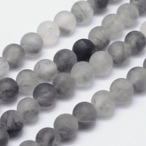Strand of 6mm Natural Frosted Cloudy Quartz Round Beads