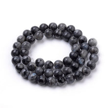Load image into Gallery viewer, Strand of Natural Black/Grey Larvikite 10mm Round Beads