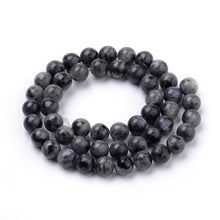Load image into Gallery viewer, Strand of Natural Black/Grey Larvikite 8mm Round Beads