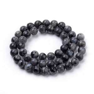 Strand of Natural Black/Grey Larvikite 6mm Round Beads