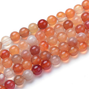 Natural Orange White Carnelian Loose Beads Round 8mm