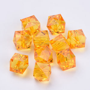 Acrylic Faceted Cube Beads 10mm Pack of 100 – Orange