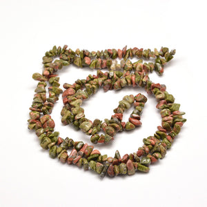 Long Strand Of 240+ Natural Unakite 5-8mm Chip Beads