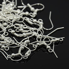 Load image into Gallery viewer, Packet Of 120+ Silver Plated Brass Earring Wire Shepherd Fish Hooks 18mm