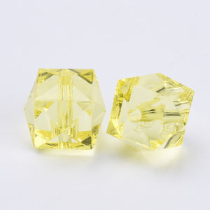 Acrylic Faceted Cube Beads 8mm Pack of 100 – Yellow