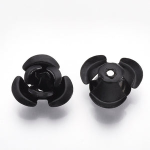 Pack of 100 Aluminium 3 Petal Flower Beads 7 x 4mm Metallic Black