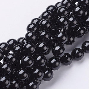 Strand of Natural Black Onyx 10mm Round Beads